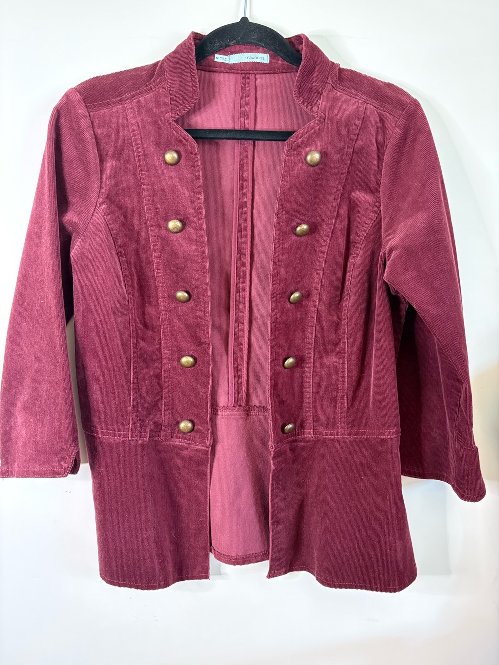 Maurices Corduroy Military-Style Jacket in Deep Wine